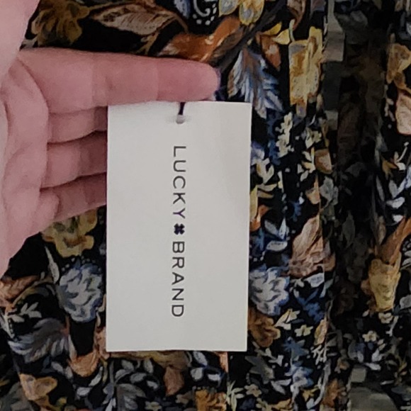 Lucky Brand Floral Print Maxi Dress Long Sleeve Ruffle Neckline Bohemian Style - Picture 10 of 10